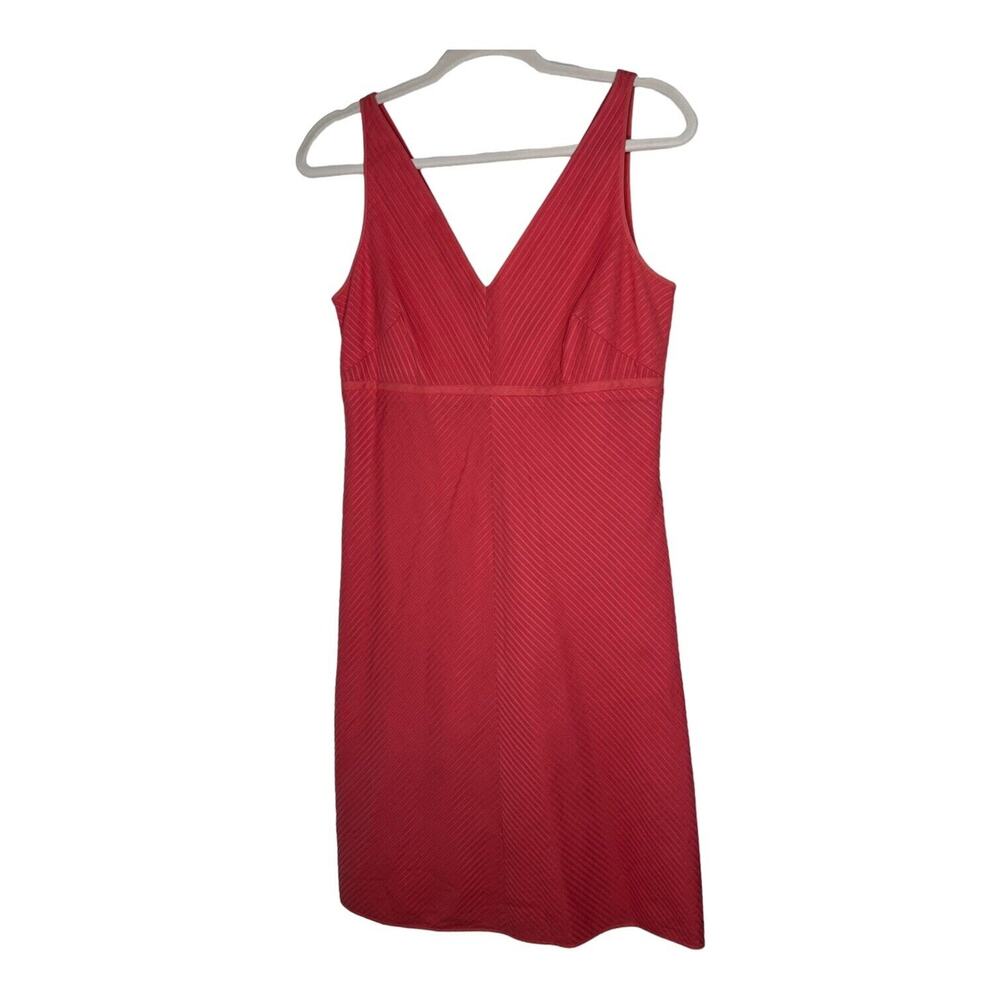 Ann Taylor Orange Coral Halter Vneck Texturing 100% Cotton Dress Sz 8 EUC Summer